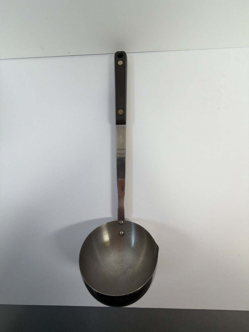 Vintage Flint Stainless USA Kitchen Ladle with Black Handle
